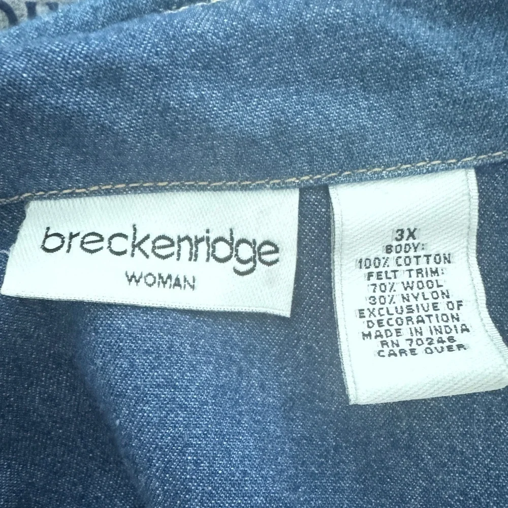 Vintage Breckenridge Women’s Denim Jacket with Colorful Fringe Size 3X